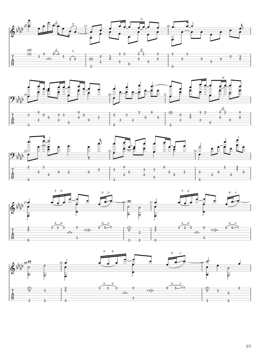 Da Capo(HOYO-MiX)吉他譜_車子玉_C調指彈/獨奏譜_圖譜2