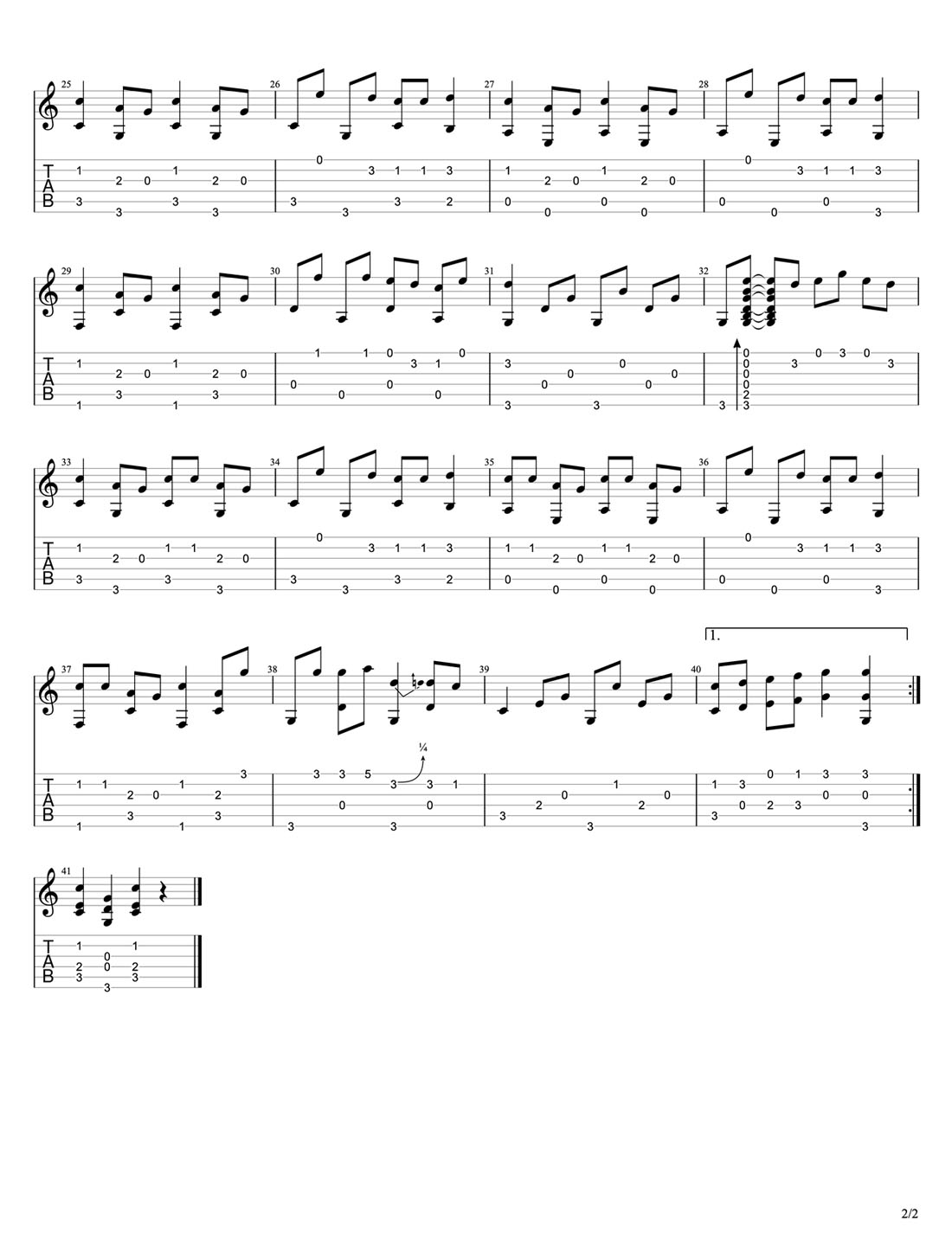 大家來跳舞吉他譜_大原櫻子_C調(diào)指彈/獨奏譜_櫻桃小丸子片尾曲_圖譜2