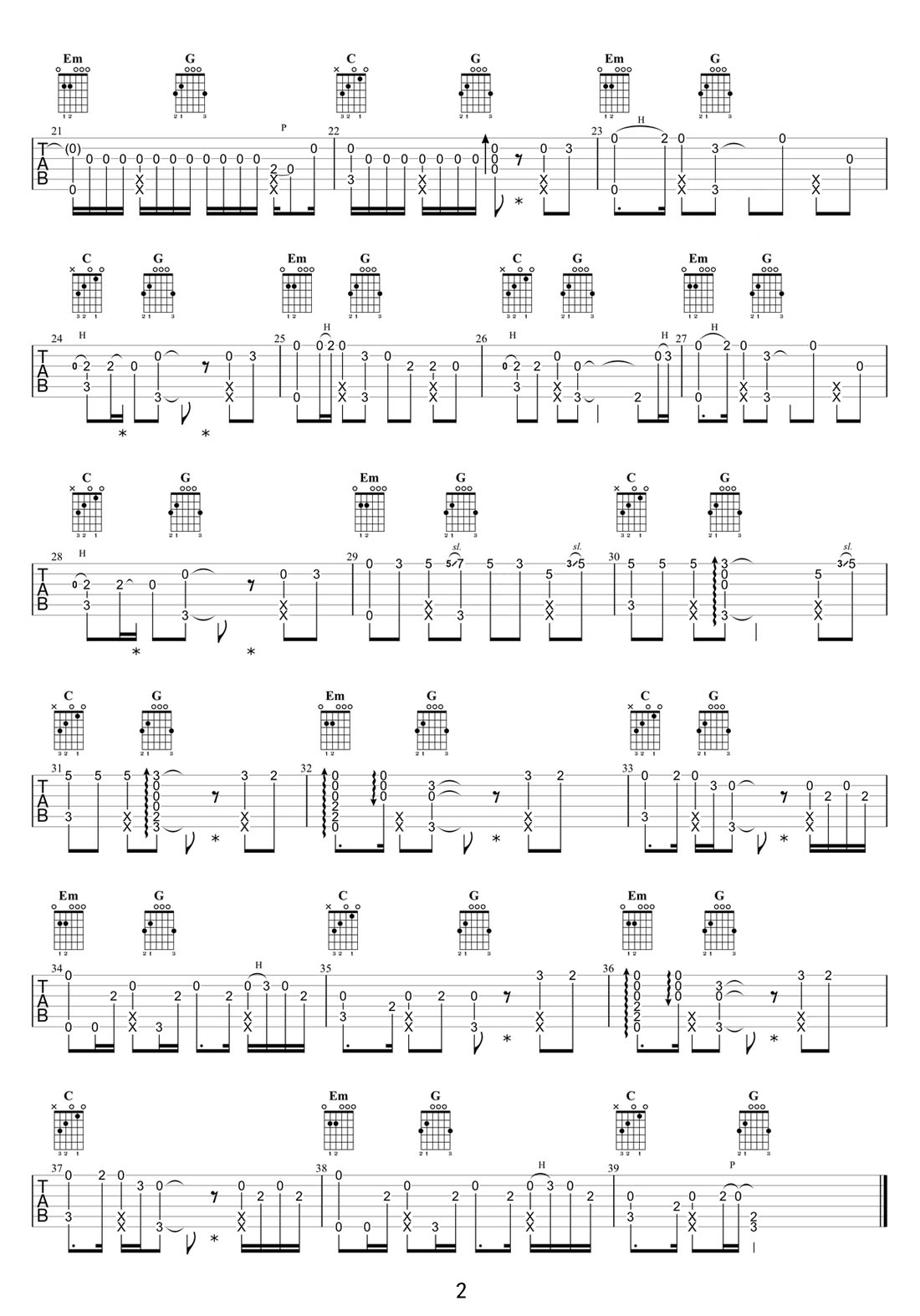 See You Again吉他譜_Charlie Puth_G調(diào)指彈/獨(dú)奏譜_速度與激情7_圖譜2