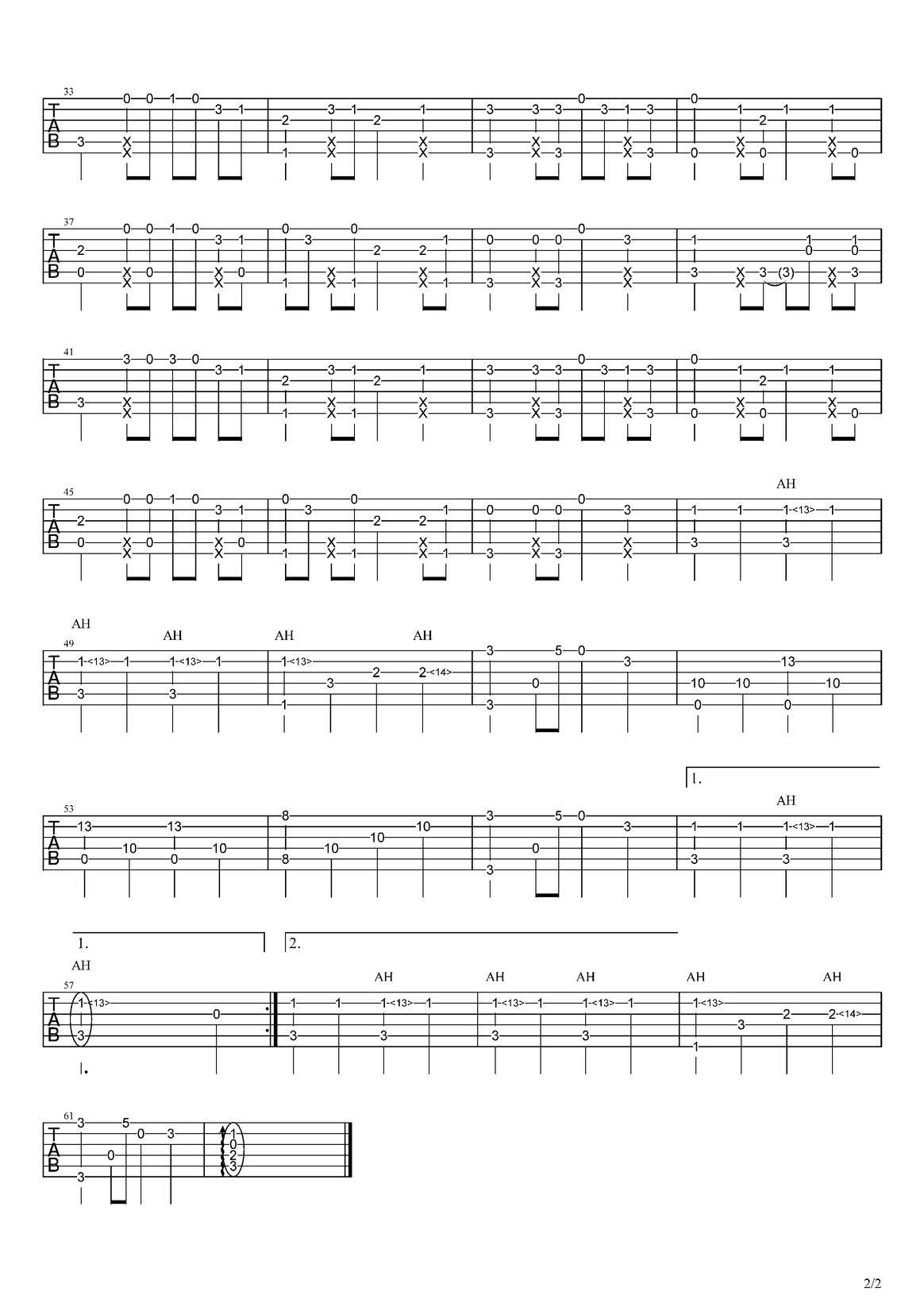 熱愛105℃的你吉他譜_阿肆_D調指彈/獨奏譜_高清_圖譜2