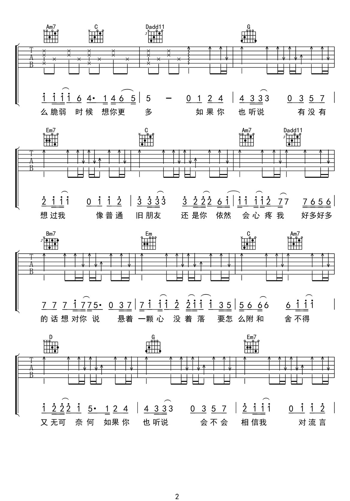 如果你也聽說吉他譜_張惠妹_G調(diào)和弦彈唱譜_完美版_圖譜2