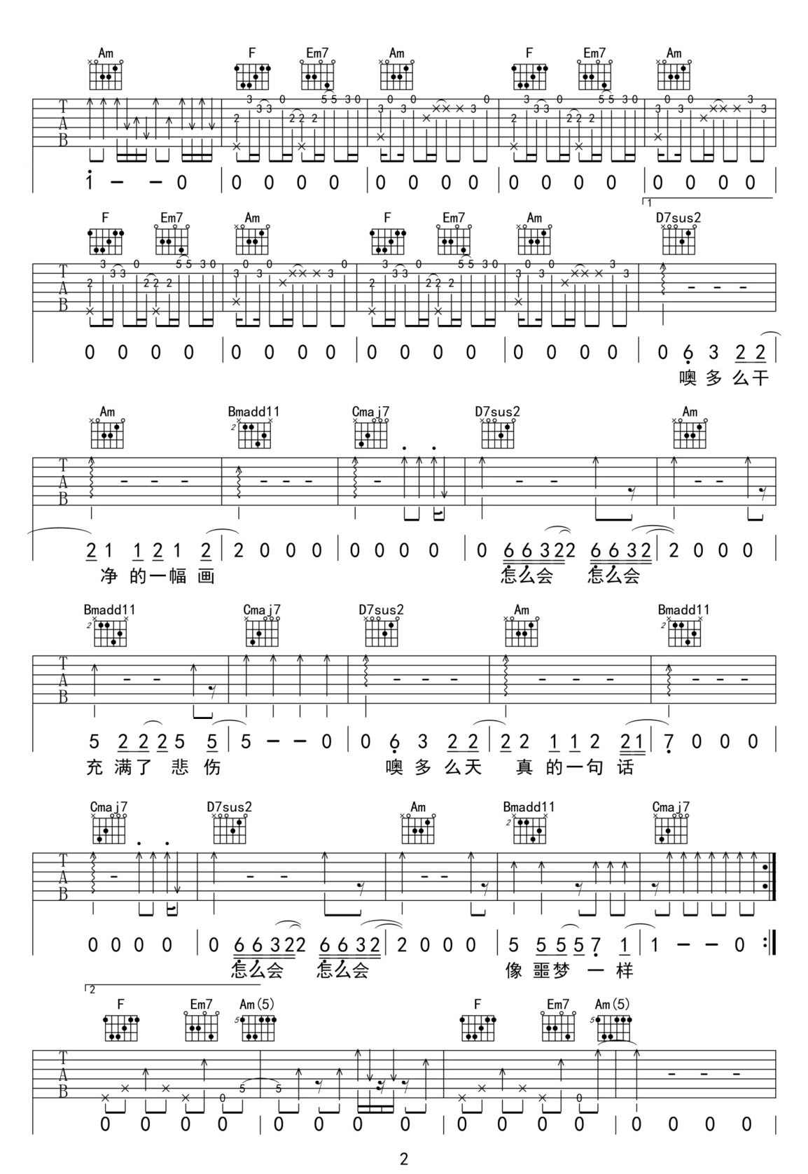 爛泥吉他譜_草東沒有派對_C調(diào)和弦彈唱譜_高清重制版_圖譜2