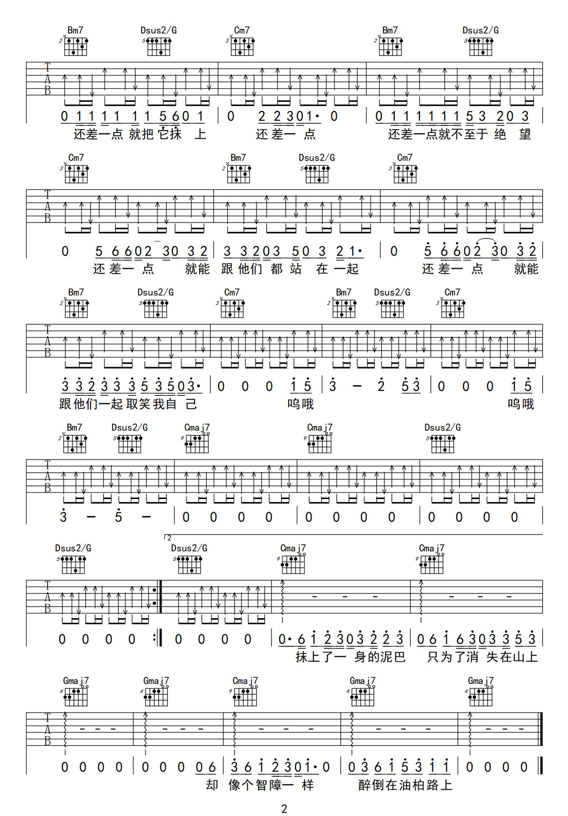 老張吉他譜_草東沒(méi)有派對(duì)_G調(diào)和弦彈唱譜_圖譜2