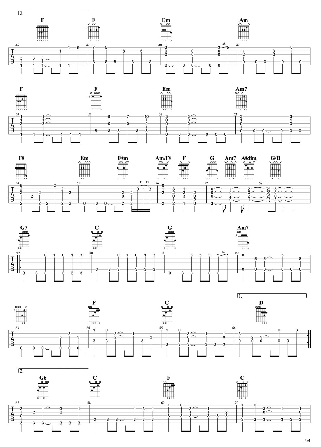 小手拉大手吉他譜_梁靜茹_C調(diào)指彈/獨奏譜_老歌新編_圖譜3