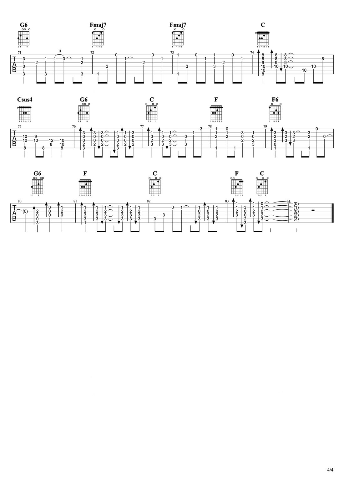 小手拉大手吉他譜_梁靜茹_C調(diào)指彈/獨奏譜_老歌新編_圖譜4