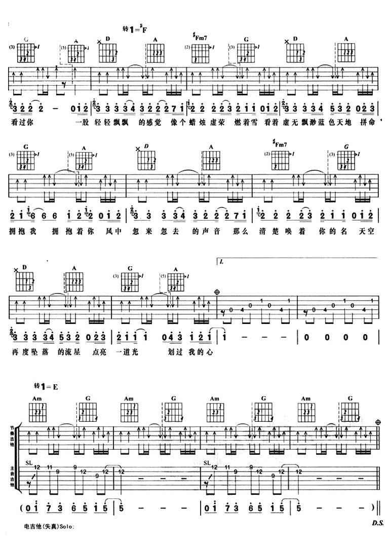 渴望吉他譜_金莎_C調和弦彈唱譜_C轉D調_圖譜2