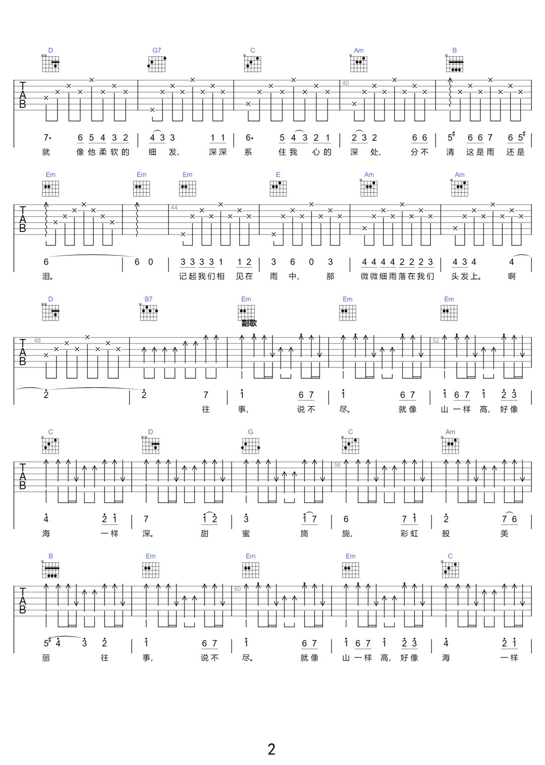 走在雨中吉他譜_齊秦_G調和弦彈唱譜_重制版_圖譜2