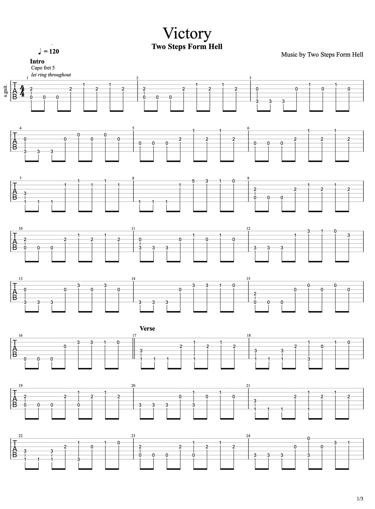 Victory吉他譜_Two Steps From Hell_C調(diào)指彈/獨奏譜_圖譜1