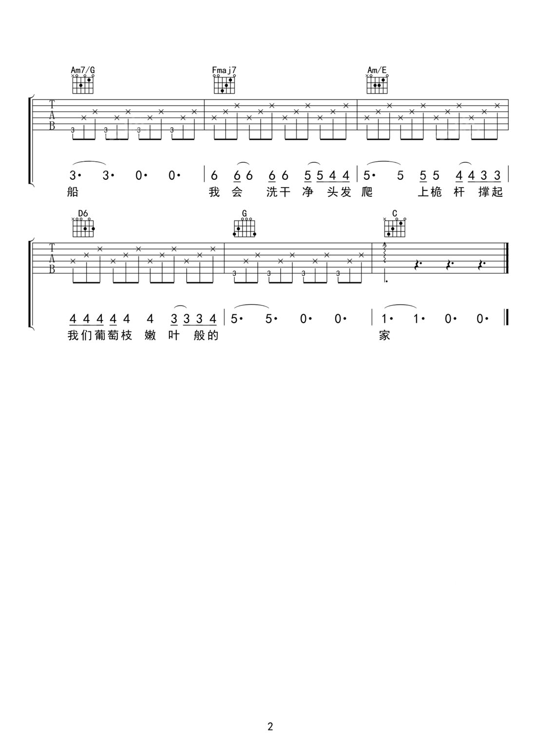 米店吉他譜_張瑋瑋_C調(diào)和弦彈唱譜_高清重制版_圖譜2