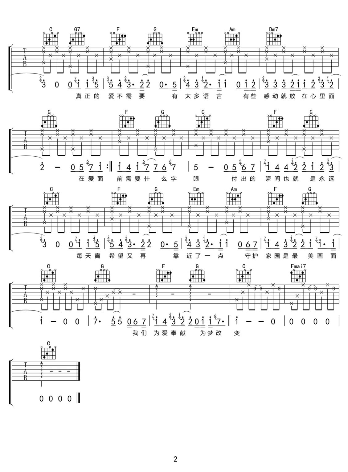 等風(fēng)雨經(jīng)過(guò)吉他譜_張學(xué)友_C調(diào)和弦彈唱譜_原版簡(jiǎn)單_圖譜2