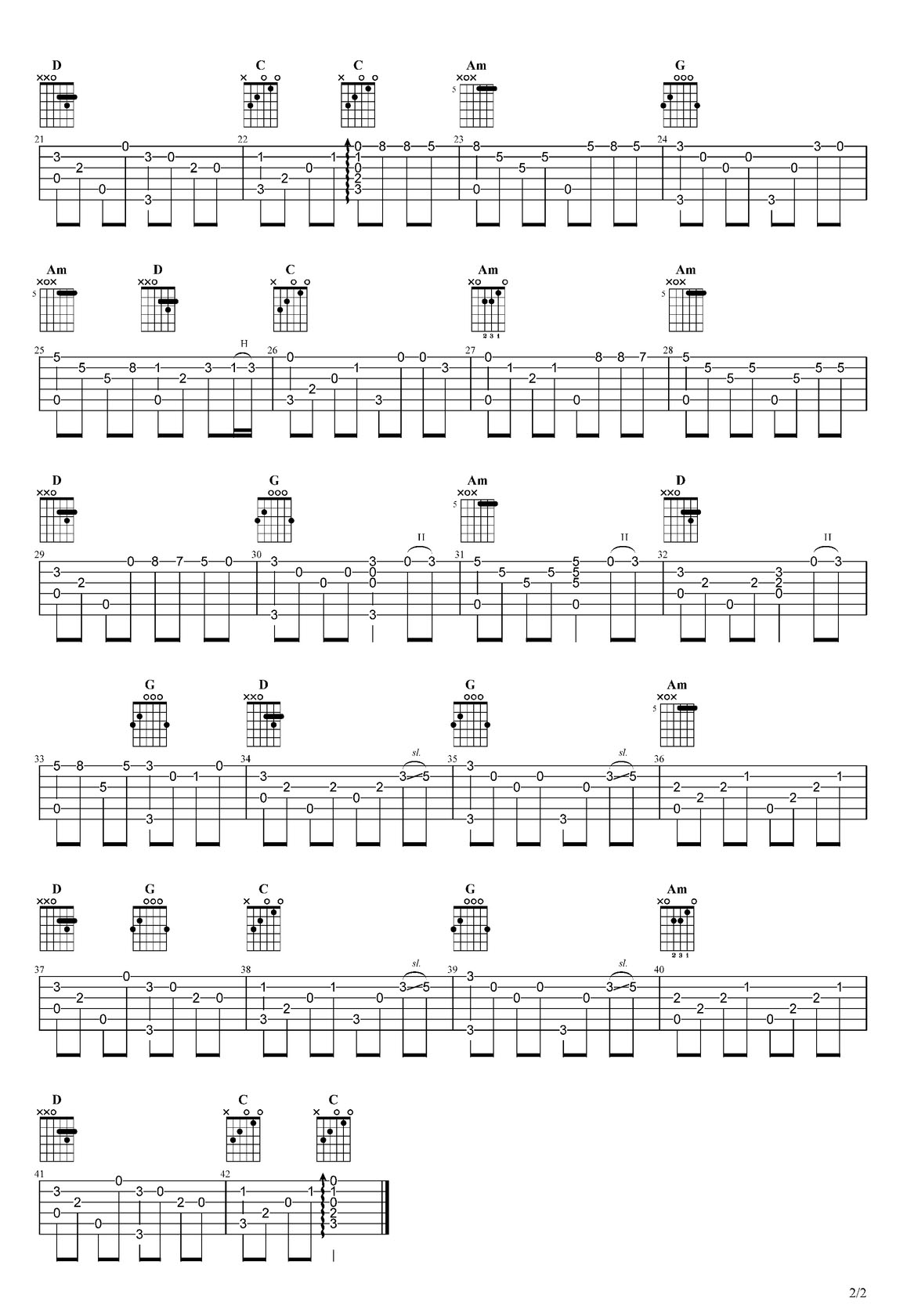 上海灘吉他譜_葉麗儀_C調指彈/獨奏譜_高清重制_圖譜2