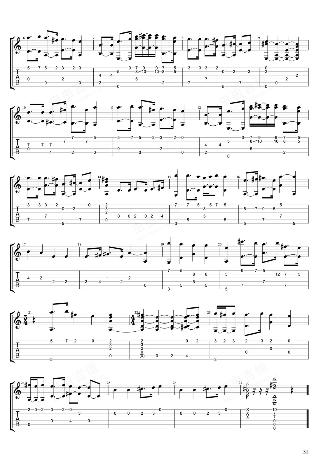 小叮當(ドラえもんのうた)吉他譜_大杉久美子_C調指彈/獨奏譜_多啦A夢_圖譜2