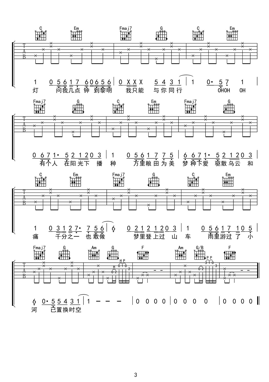 聽你說吉他譜_梁博_C調(diào)和弦彈唱譜_高清帶前奏_圖譜3