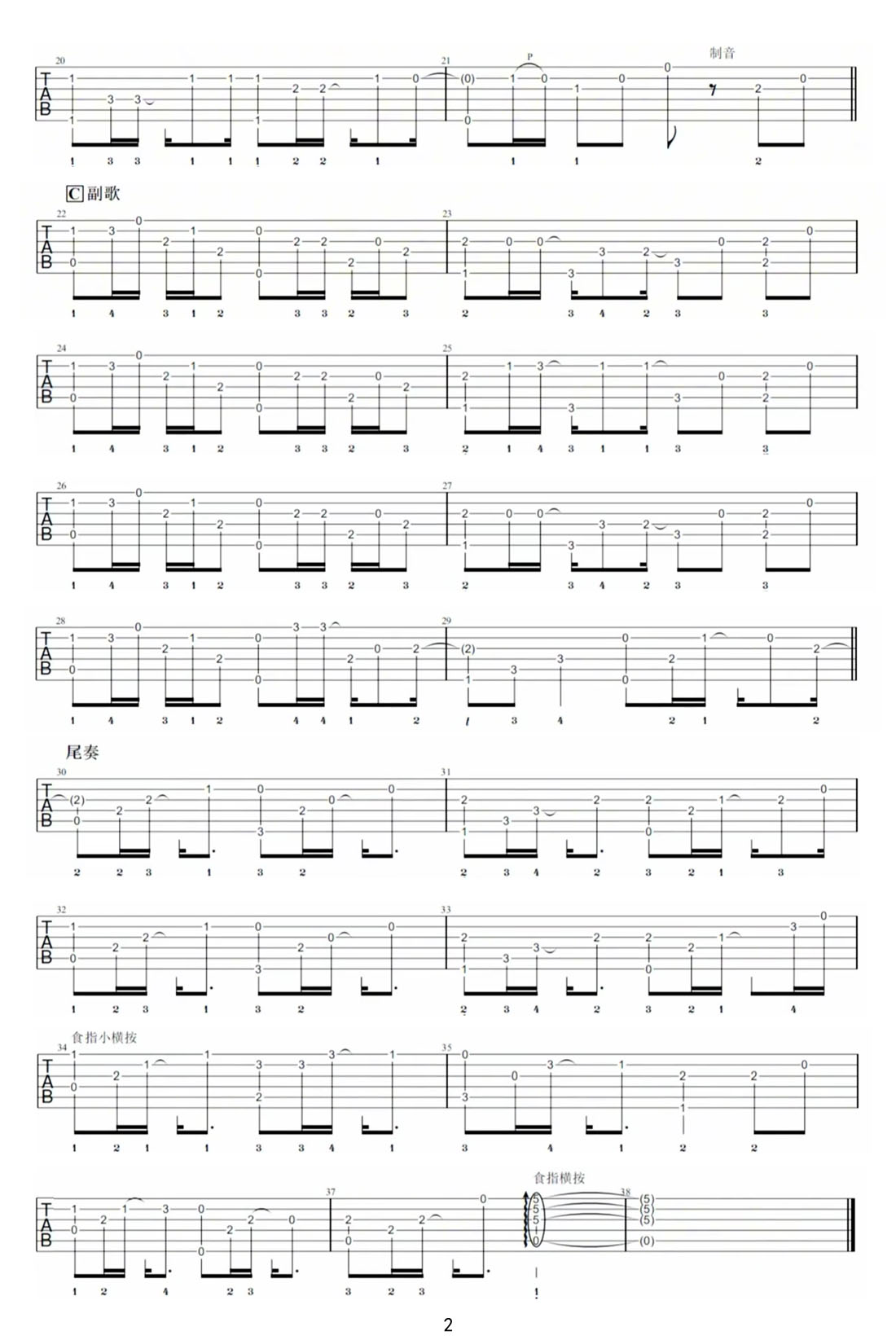 不分手的戀愛吉他譜_汪蘇瀧_C調(diào)指彈/獨(dú)奏譜_原版_圖譜2