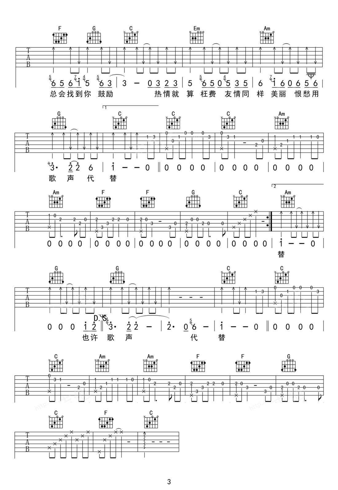 總有你鼓勵吉他譜_李國祥_C調(diào)和弦彈唱譜_完美重制版_圖譜3