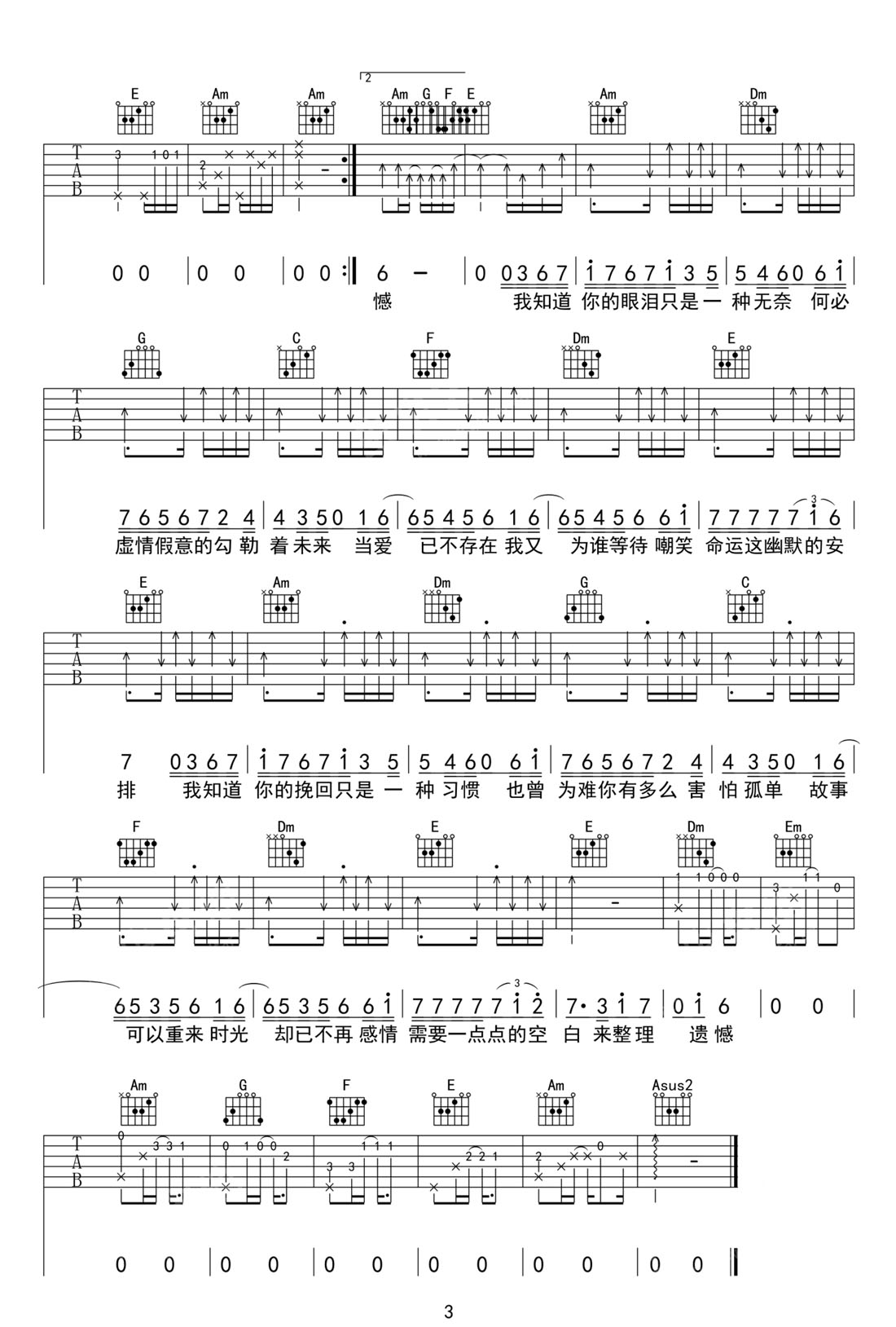 風(fēng)度吉他譜_汪蘇瀧_C調(diào)和弦彈唱譜_高清重制版_圖譜3