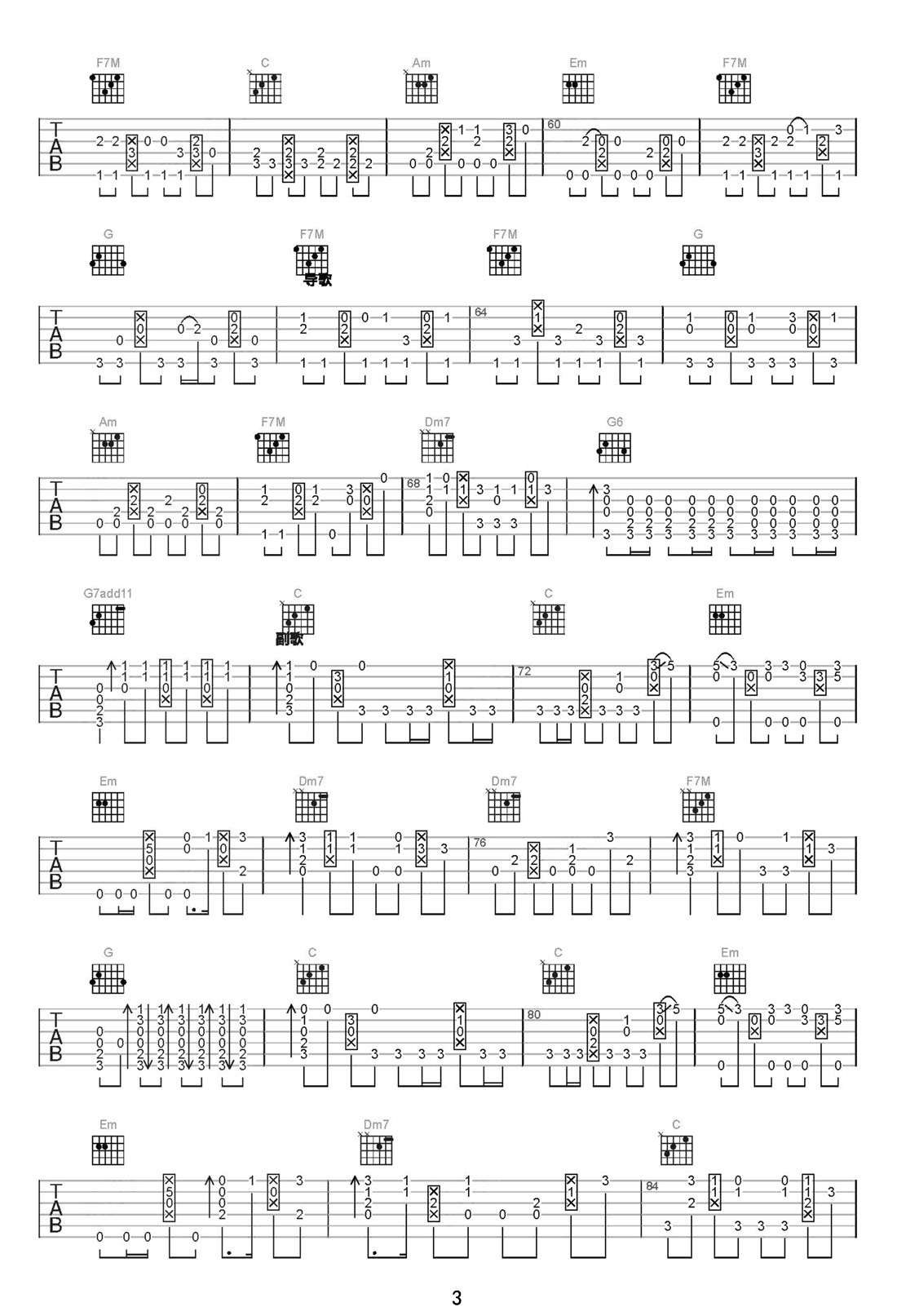 直到世界盡頭吉他譜_WANDS_C調(diào)指彈/獨奏譜_圖譜3