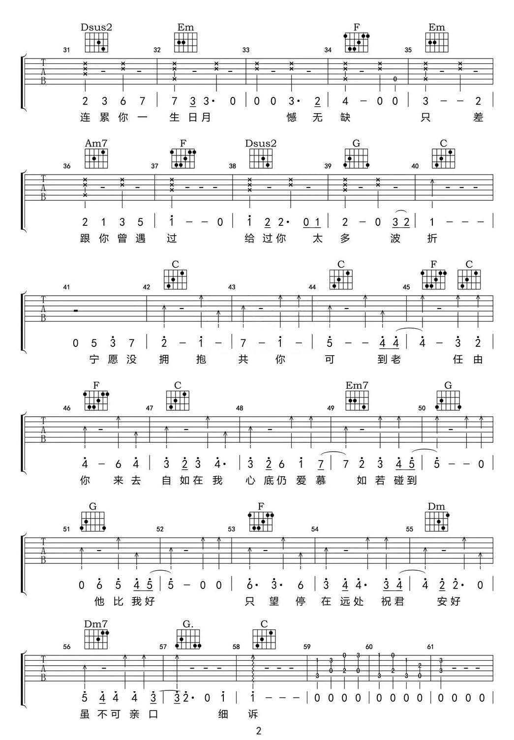 祝君好吉他譜_張智霖_C調(diào)和弦彈唱譜_高清原版_圖譜2