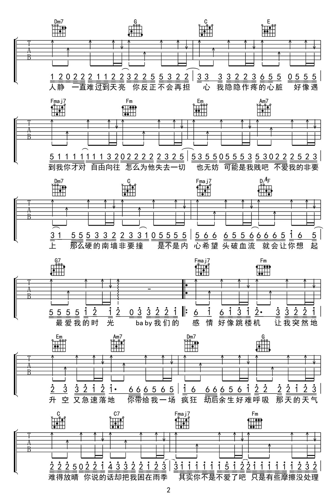 跳樓機吉他譜_LBI利比_C調和弦彈唱譜_高清簡單版_圖譜2
