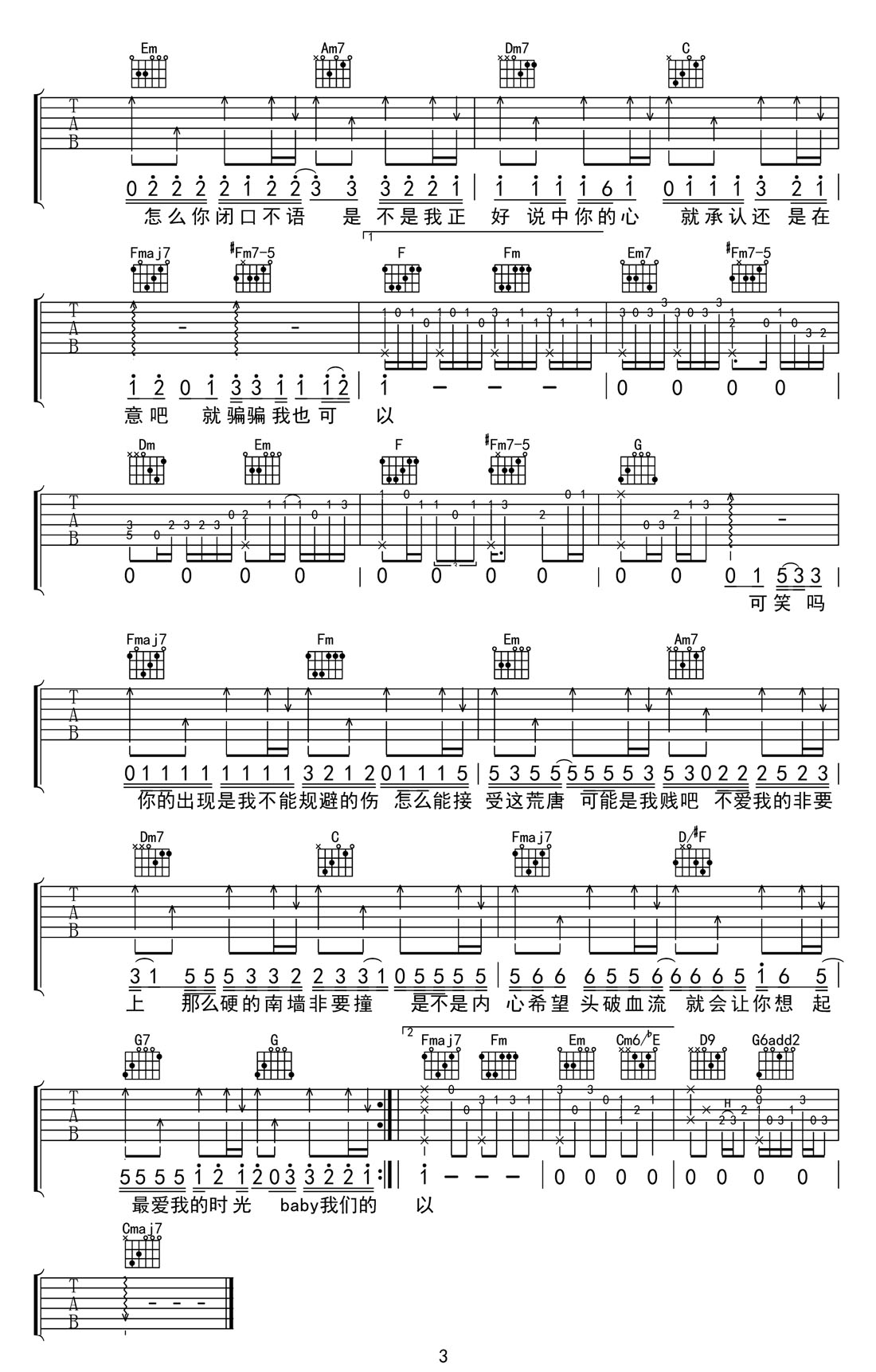跳樓機吉他譜_LBI利比_C調和弦彈唱譜_高清簡單版_圖譜3