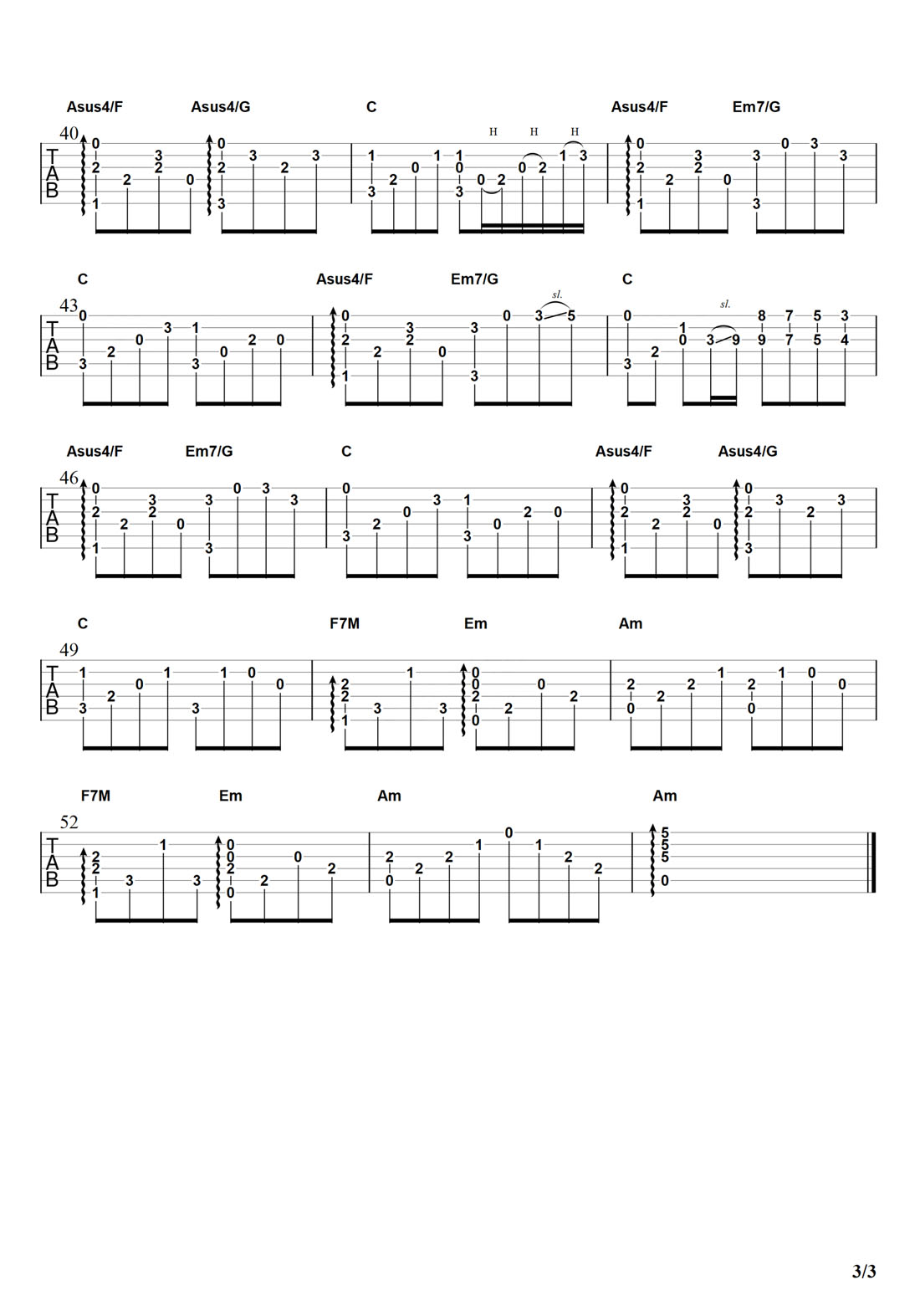奇跡的山(奇跡の山)吉他譜_岸部真明_C調(diào)指彈/獨(dú)奏譜_原版_圖譜3
