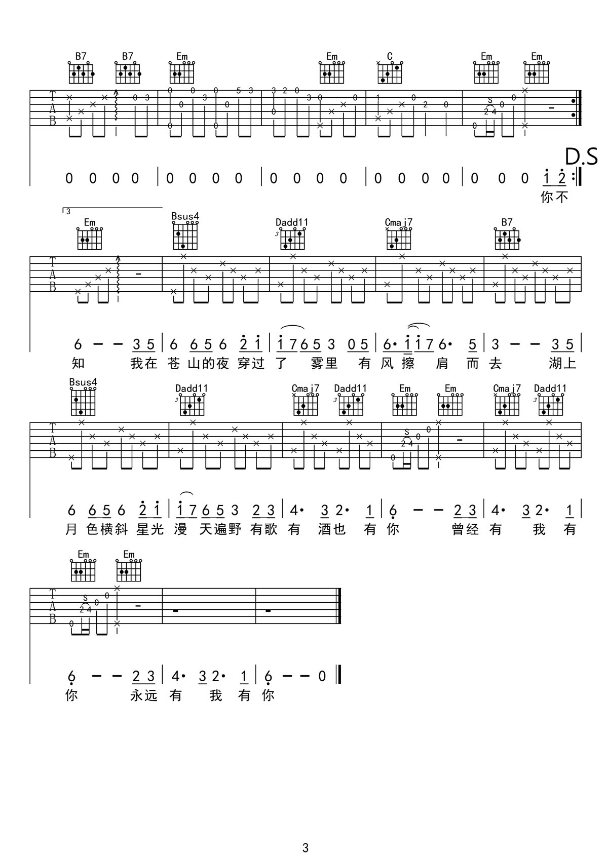 有山有海有你吉他譜_周深_G調(diào)和弦彈唱譜_新譜速編_圖譜3