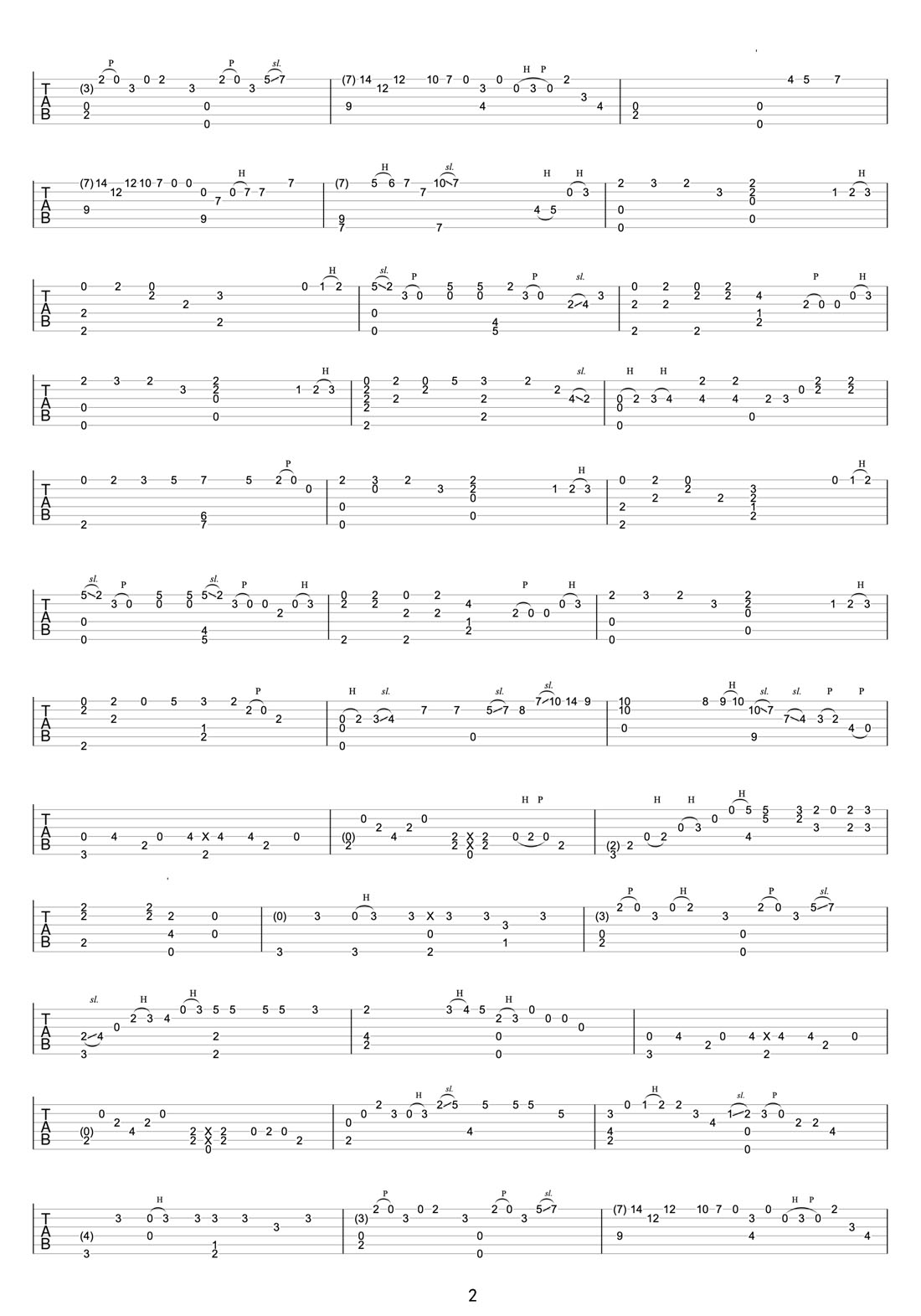 点星吉他谱_MT1990_C调指弹/独奏谱_高清完整版_图谱2