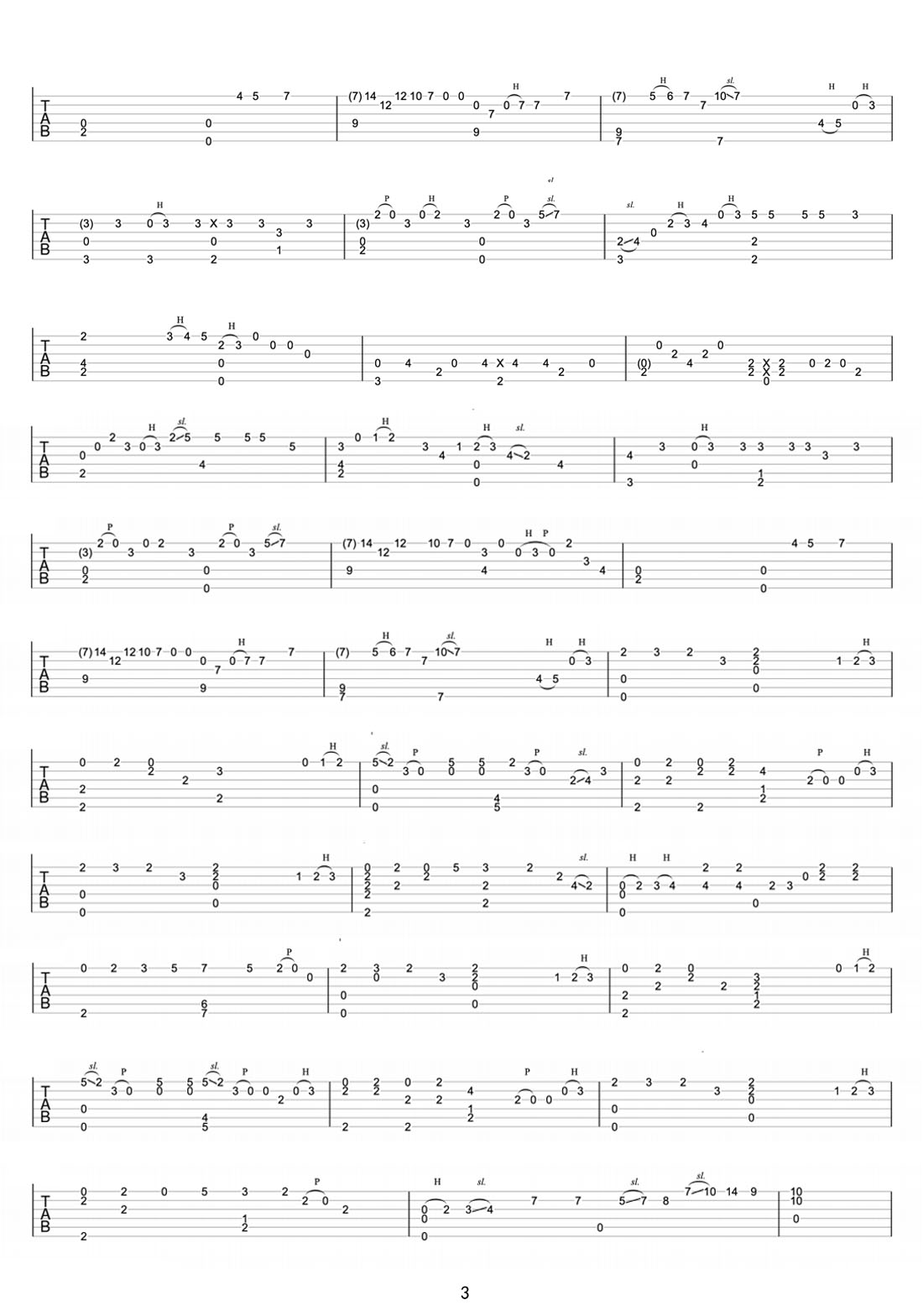 点星吉他谱_MT1990_C调指弹/独奏谱_高清完整版_图谱3