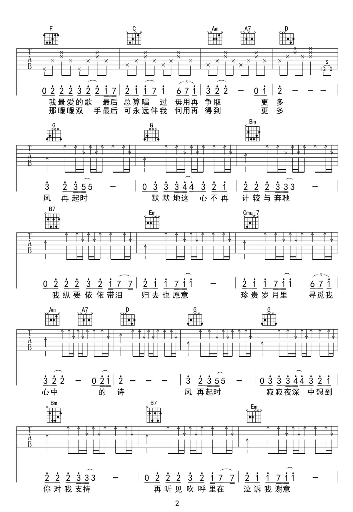 風再起時吉他譜_張國榮_G調(diào)和弦彈唱譜_完美版帶前奏_圖譜2
