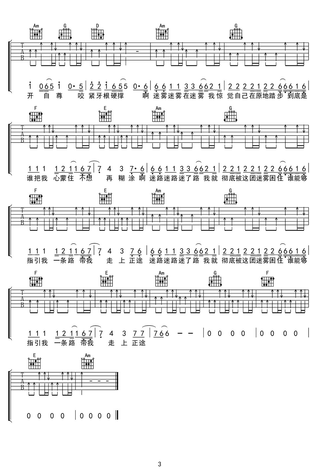 被馴服的象吉他譜_蔡健雅_C調(diào)和弦彈唱譜_高清重制版_圖譜3
