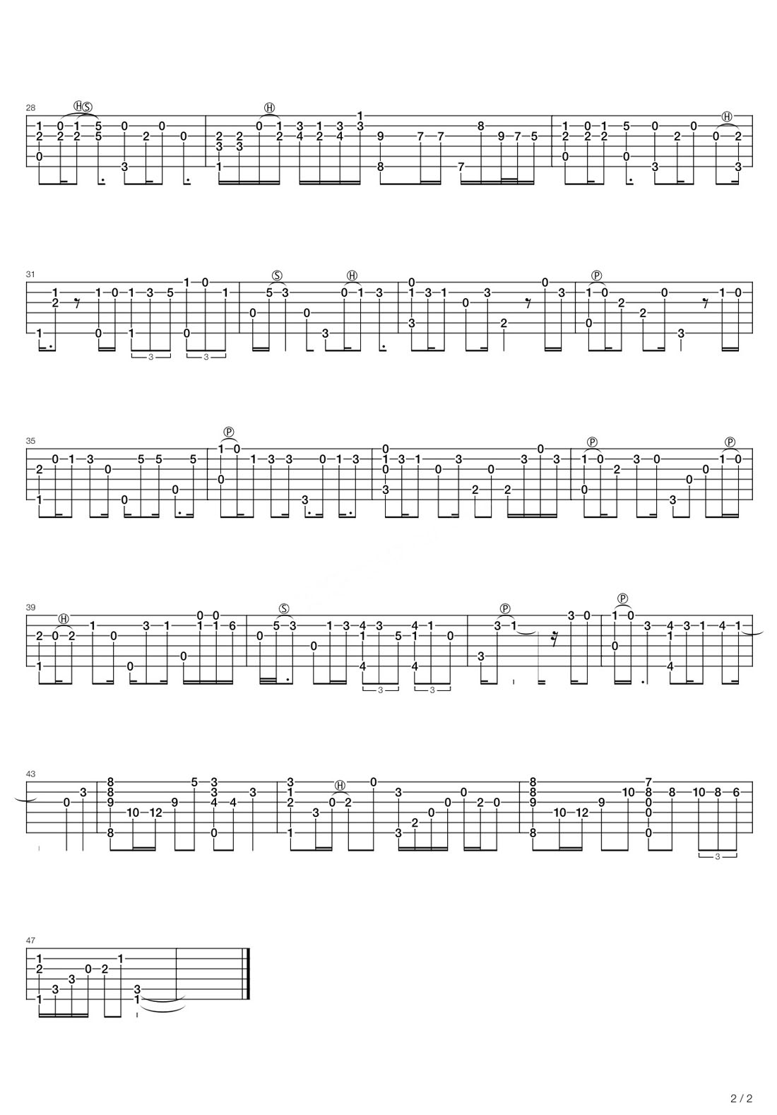 一千年以后吉他譜_林俊杰_C調(diào)指彈/獨奏譜_原版改編_圖譜2