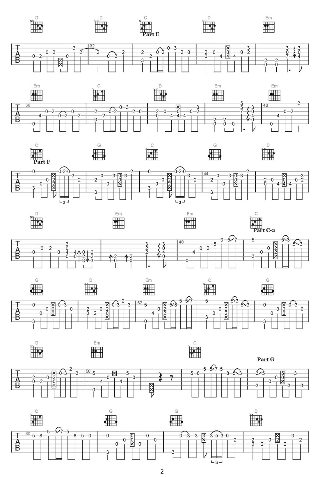 楓橋夜泊瀟瀟吉他譜_陳亮_G調(diào)指彈/獨奏譜_重制版_圖譜2