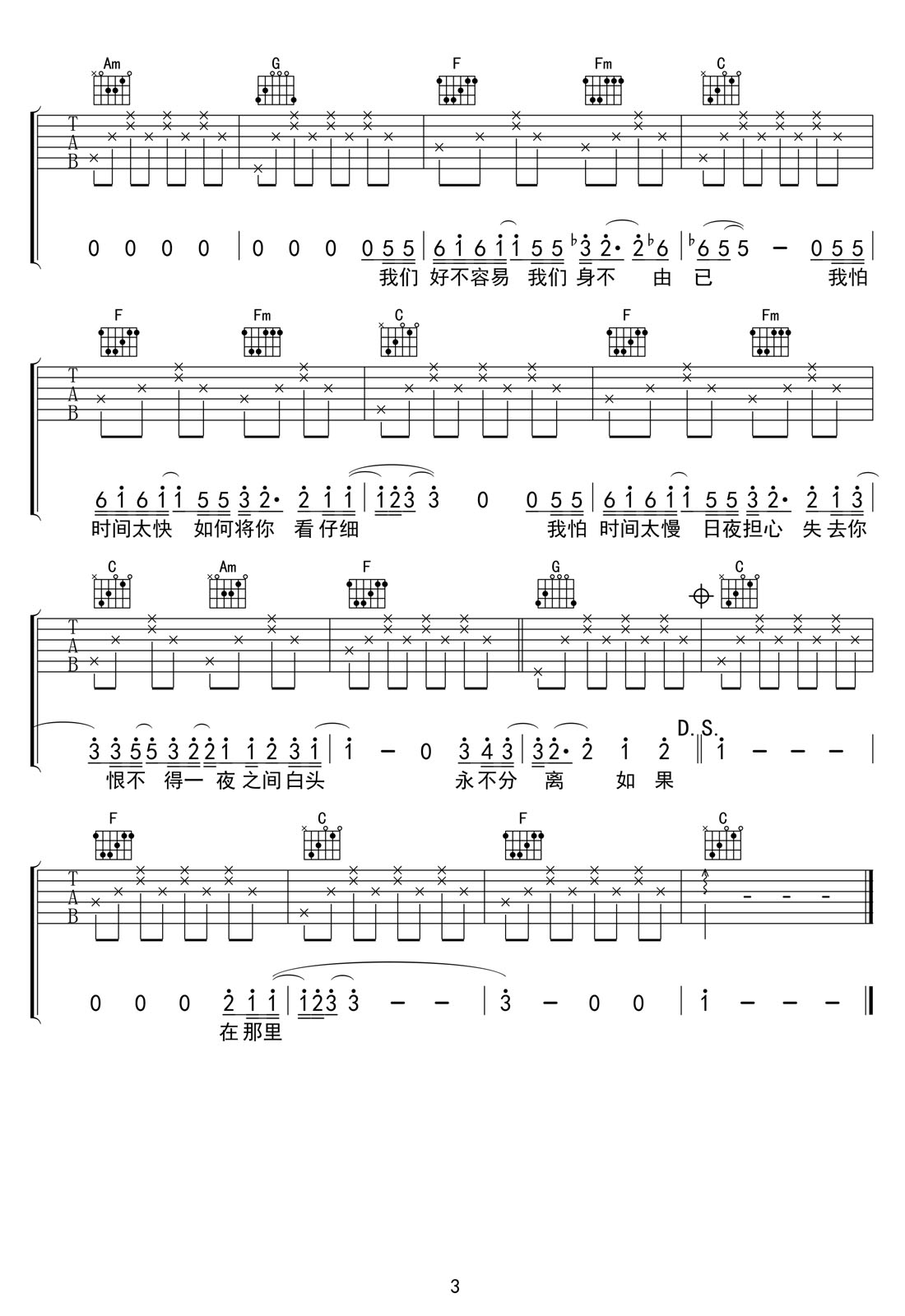 至少還有你吉他譜_林憶蓮_C調(diào)和弦彈唱譜_簡化版_圖譜3