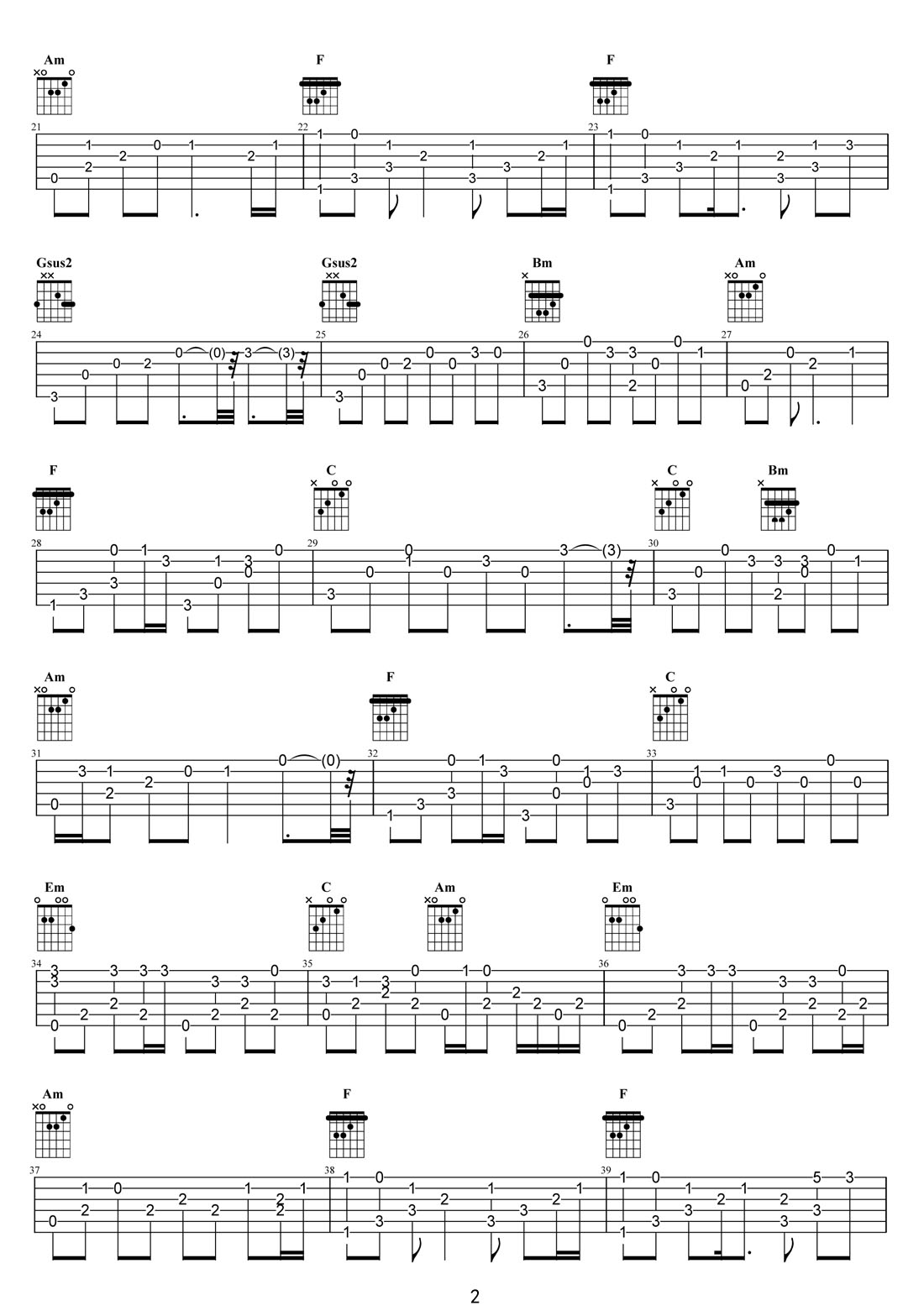 醉清風(fēng)吉他譜_弦子_C調(diào)指彈/獨(dú)奏譜_原版改編_圖譜2