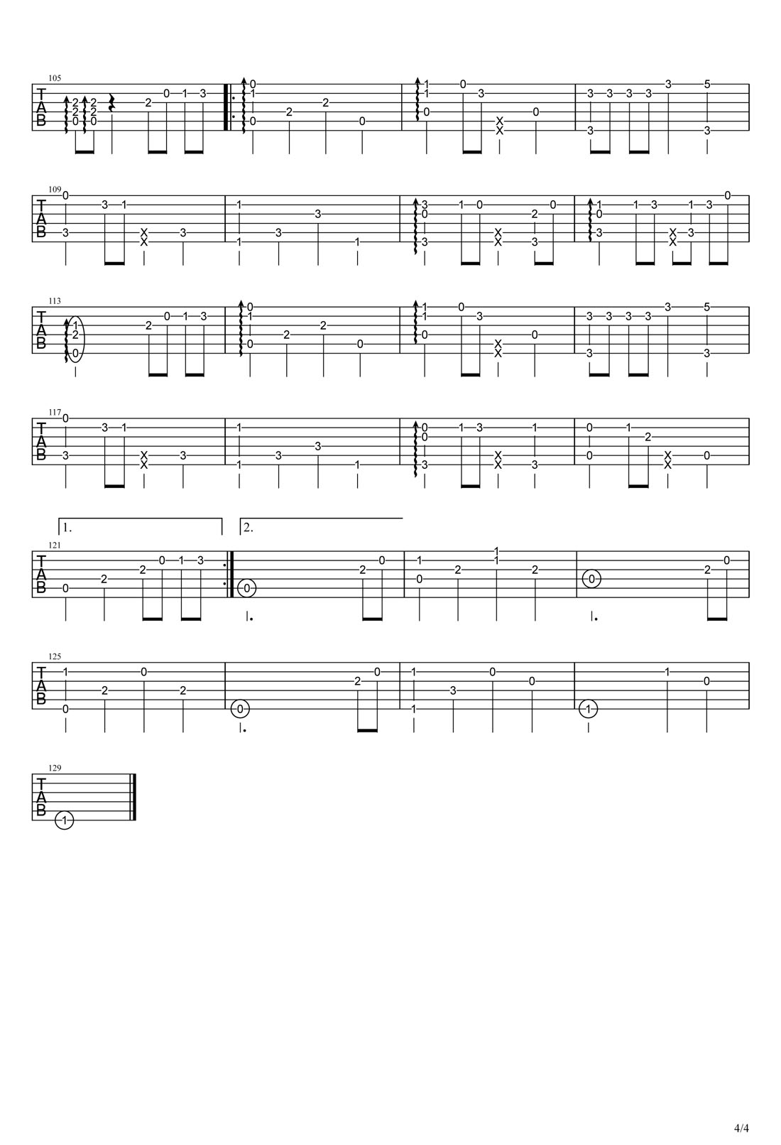 過火吉他譜_張信哲_D調(diào)指彈/獨(dú)奏譜_原版改編_圖譜4