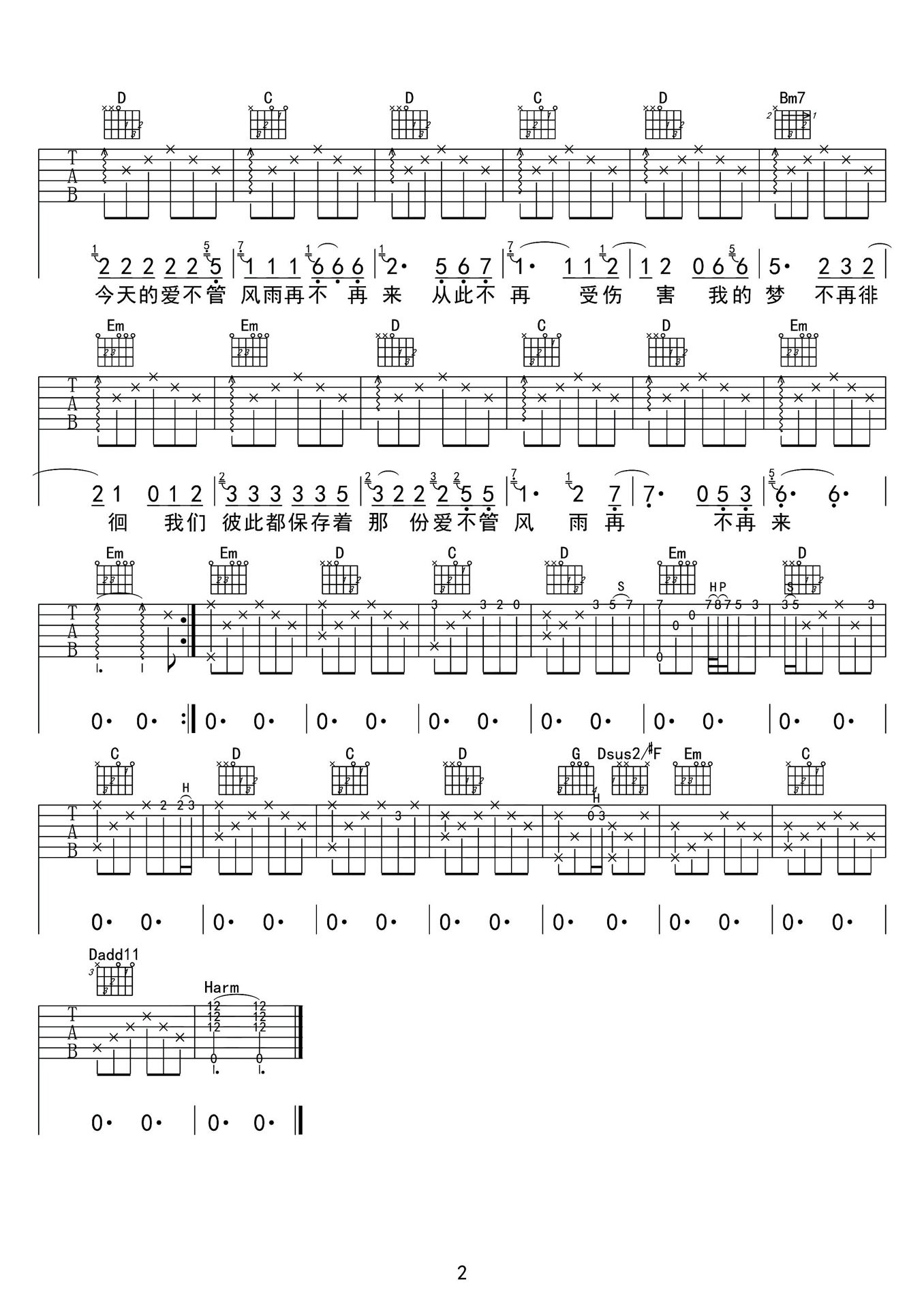 知心愛(ài)人吉他譜_付笛生_G調(diào)和弦彈唱譜_任靜合唱版_圖譜2