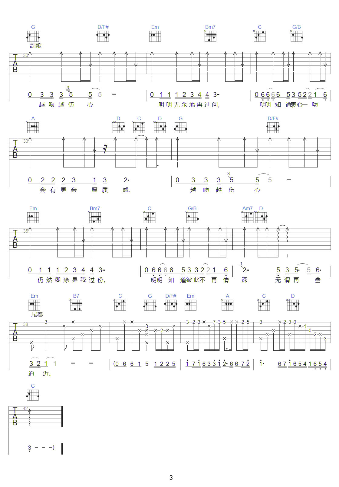 越吻越傷心吉他譜_蘇永康_G調(diào)和弦彈唱譜_高清重制版_圖譜3