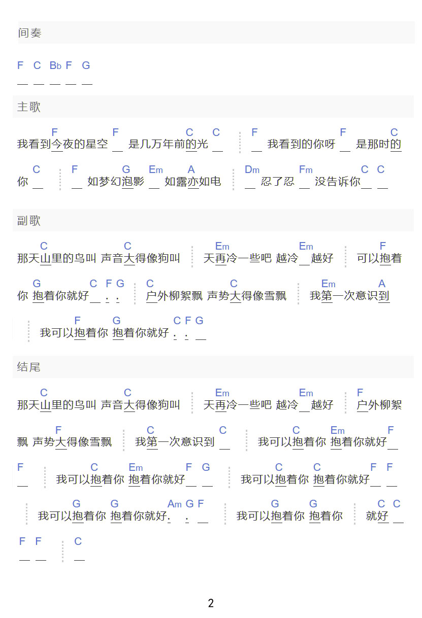 有去無(wú)回吉他譜_劉宇寧_C調(diào)和弦彈唱譜_和弦完整版_圖譜2