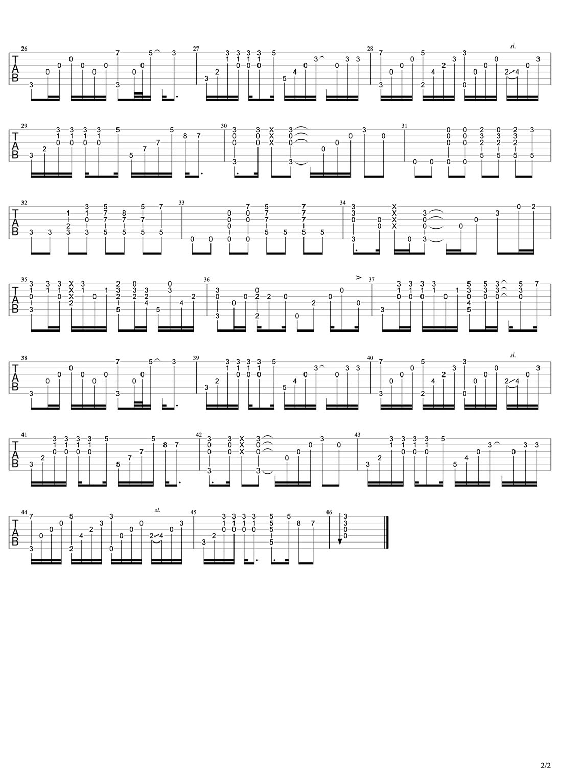 海闊天空吉他譜_Beyond_C調(diào)指彈/獨(dú)奏譜_完美版_圖譜2