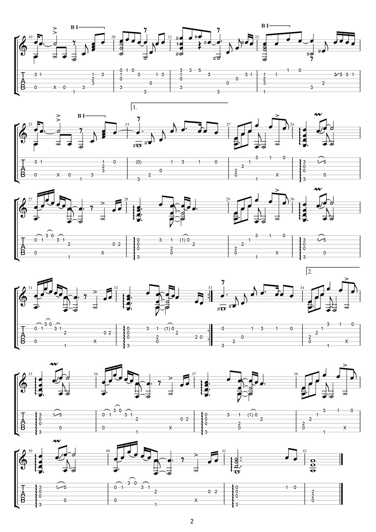 Listen to you heart吉他譜_Roxette_C調(diào)指彈/獨(dú)奏譜_簡單版_圖譜2