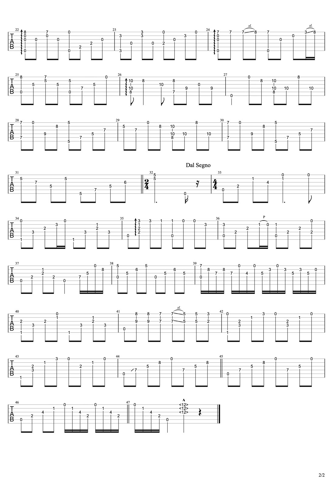もののけ姫(幽靈公主)吉他譜_久石讓_C調(diào)指彈/獨(dú)奏譜_經(jīng)典原版_圖譜2