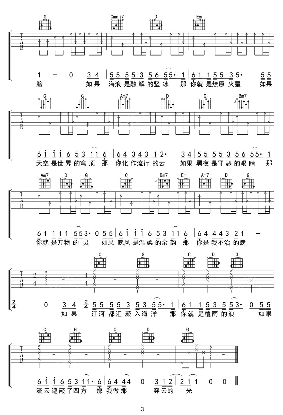 你自是你吉他譜_姜銘揚(yáng)_G調(diào)和弦彈唱譜_高清完整版_圖譜3