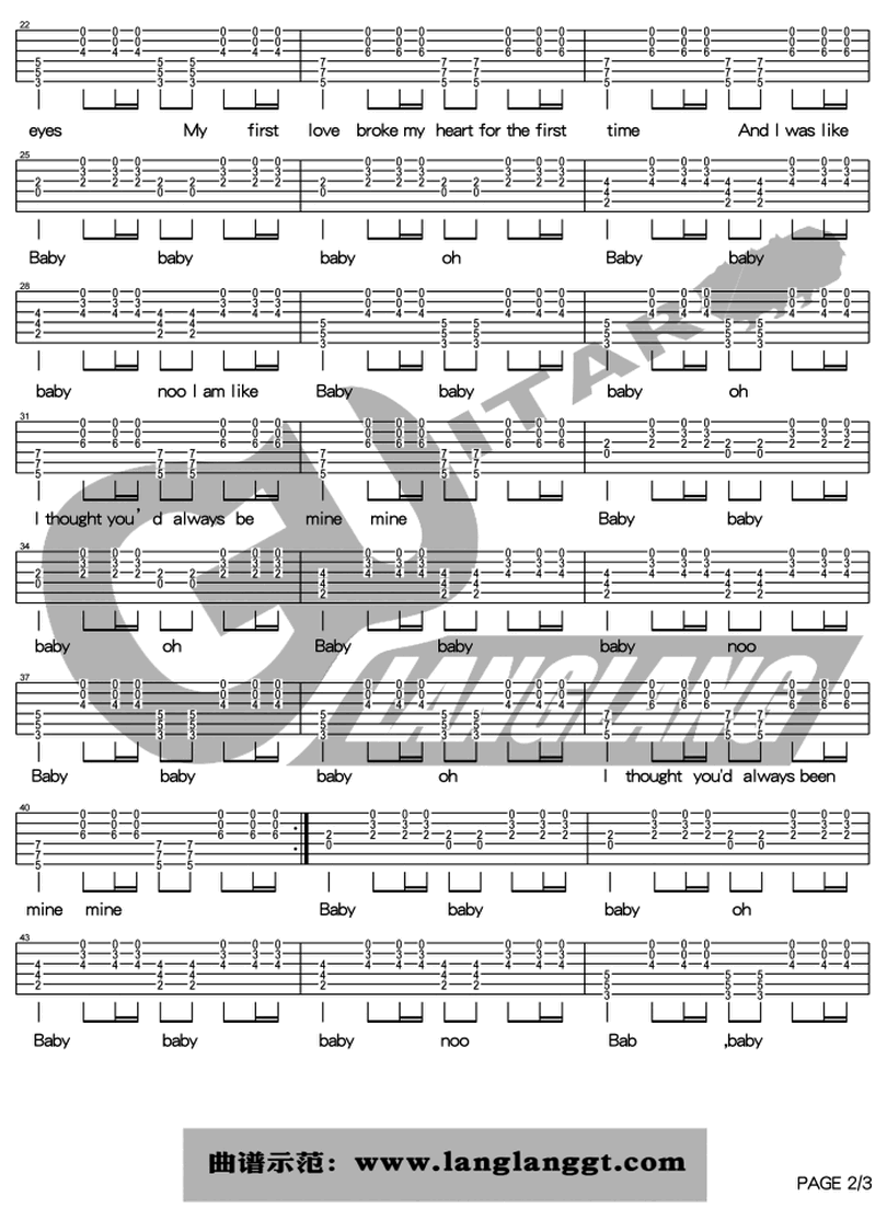 baby-justin bieber-图片吉他谱-1