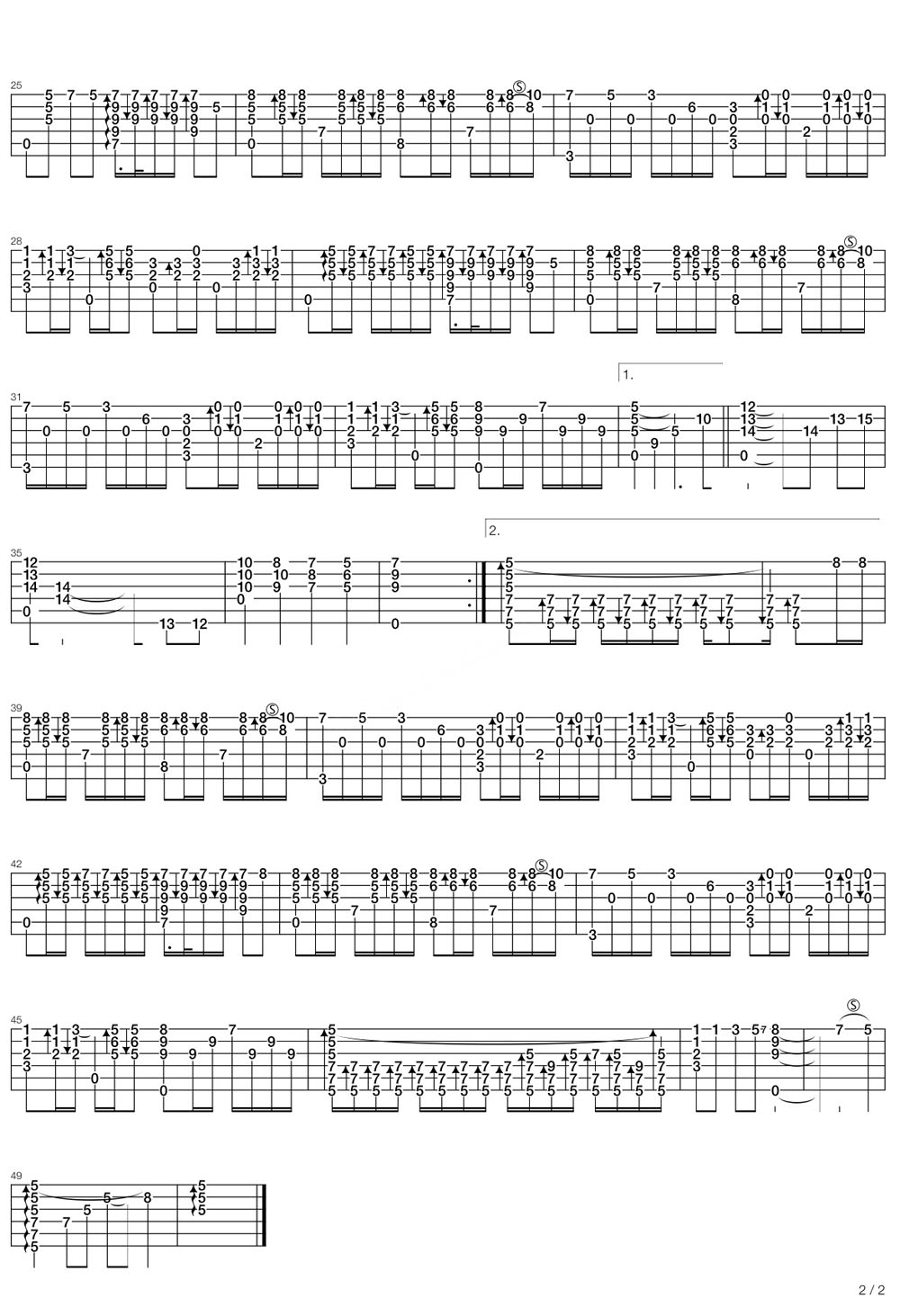 死了都要愛吉他譜_信樂團(tuán)_C調(diào)指彈/獨(dú)奏譜_高清版_圖譜2