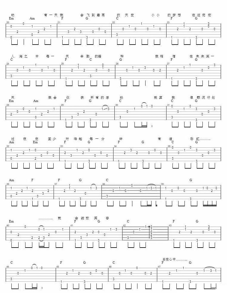 彩虹背后夏の幽吉他譜_海鳴威_C調(diào)指彈/獨(dú)奏譜_圖譜2