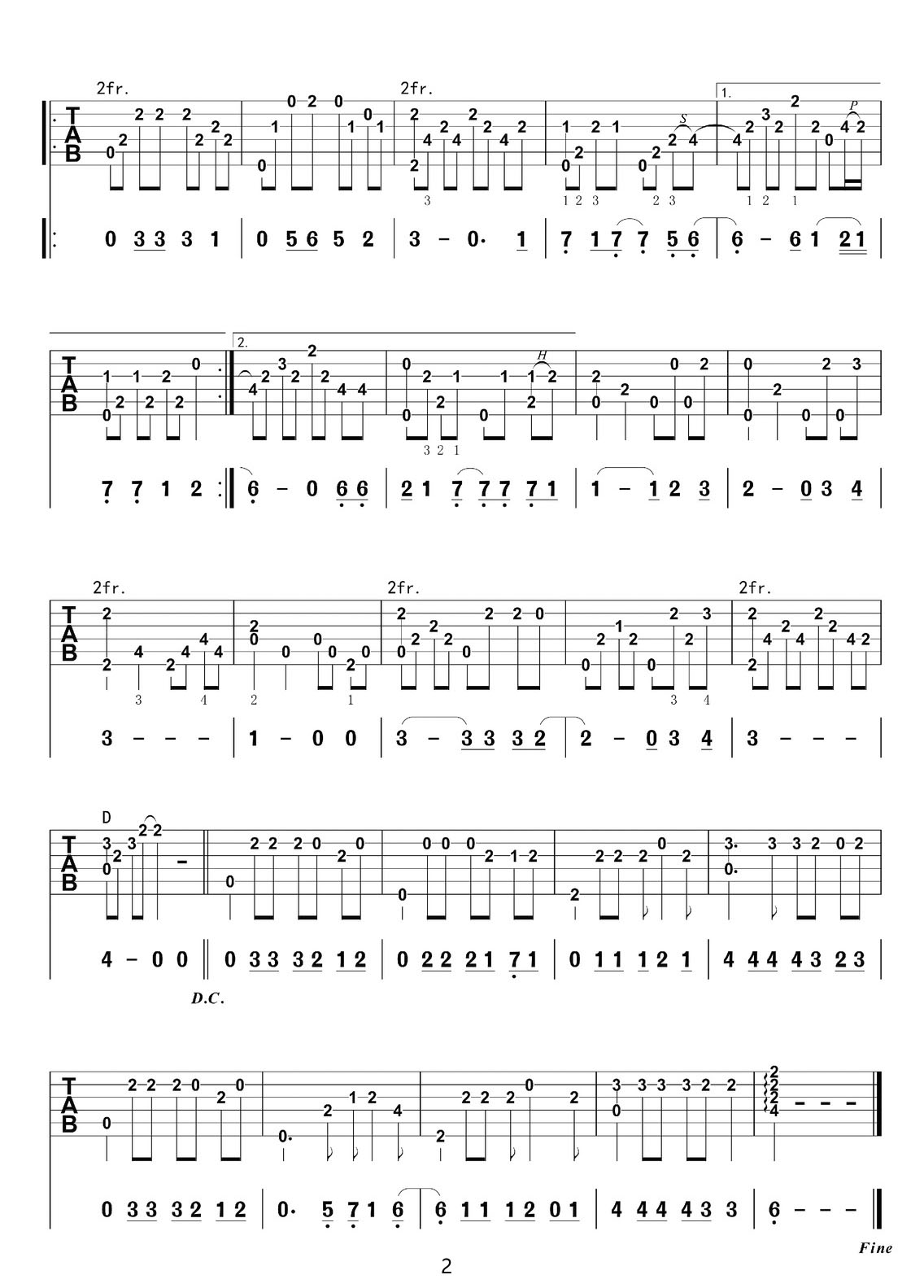 理想三旬吉他譜_陳鴻宇_C調指彈/獨奏譜_簡單版_圖譜2