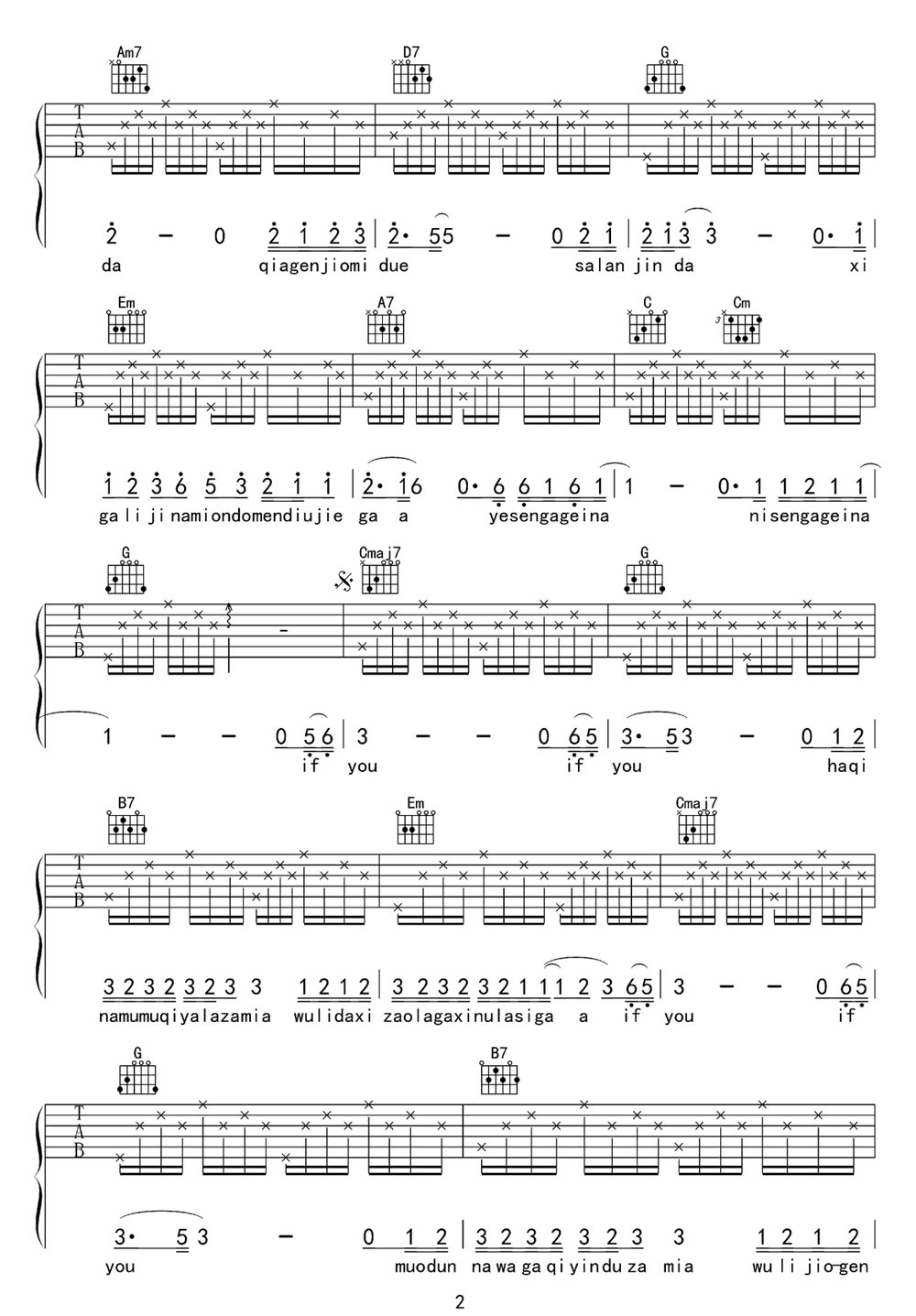 IF YOU吉他譜_bigbang_G調和弦彈唱譜_重制版_圖譜2