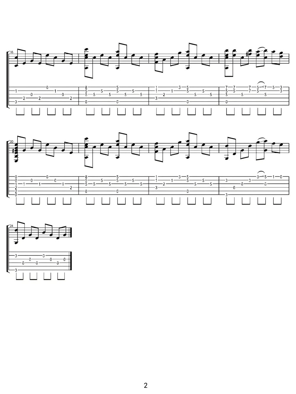 同一首歌吉他譜_毛阿敏_D調指彈/獨奏譜_高清重制版_圖譜2