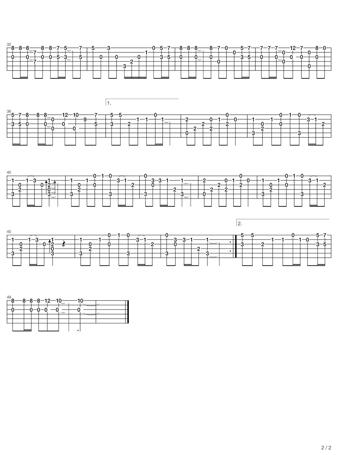 父親吉他譜_筷子兄弟_G調(diào)指彈/獨奏譜_原版_圖譜2