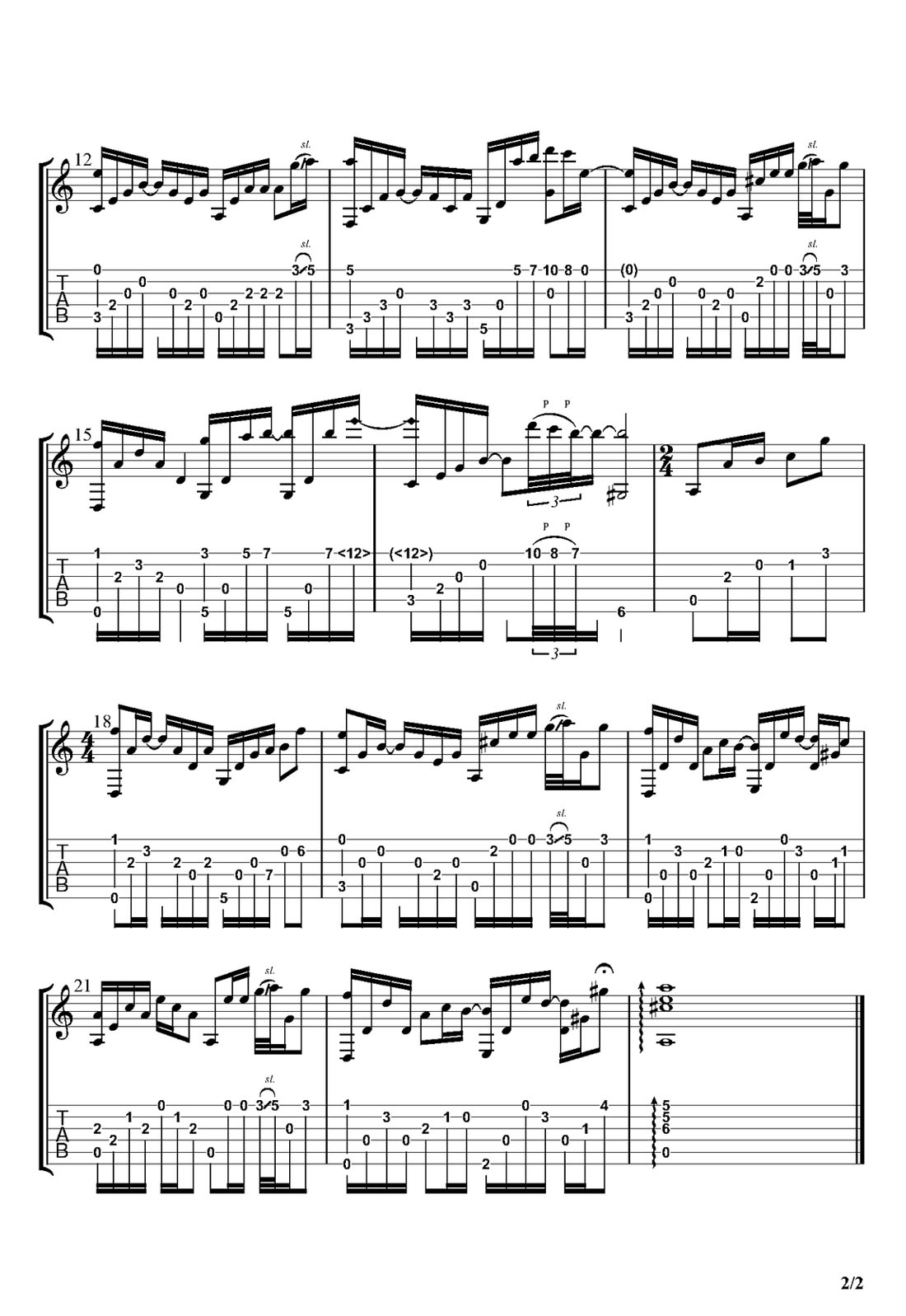 貝加爾湖畔吉他譜_李健_G調指彈/獨奏譜_原版改編_圖譜2